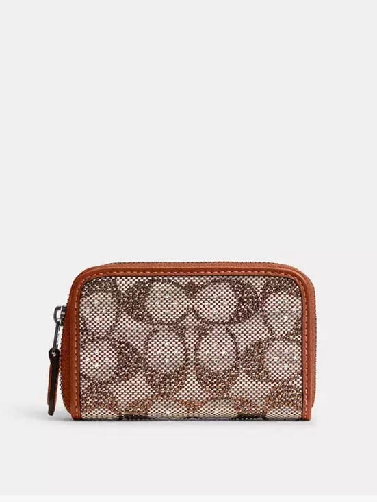Coach Handbags - Coach Essential Small Zip Around Card CaseIn Crystal Signature Jacquard